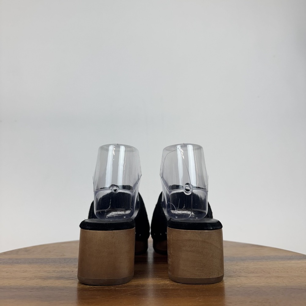 Womens Rag & Bone Mara Black Suede Plaform Peep Toe Slide Clogs Size EU 38 GUC - Picture 6 of 8